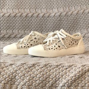CHANEL Camellia Laser cut sneakers
